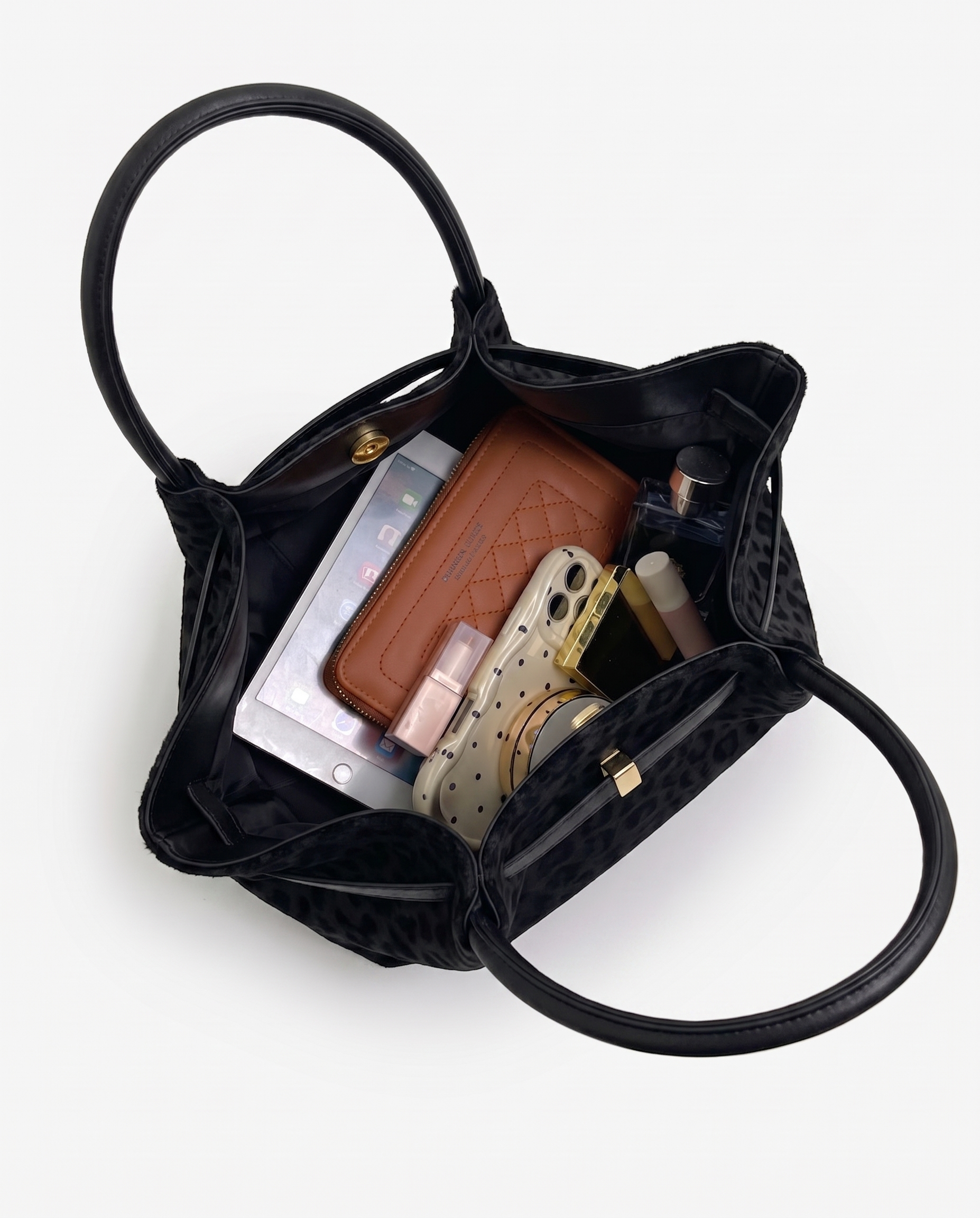 Clementine Suede Tote Bag - Black