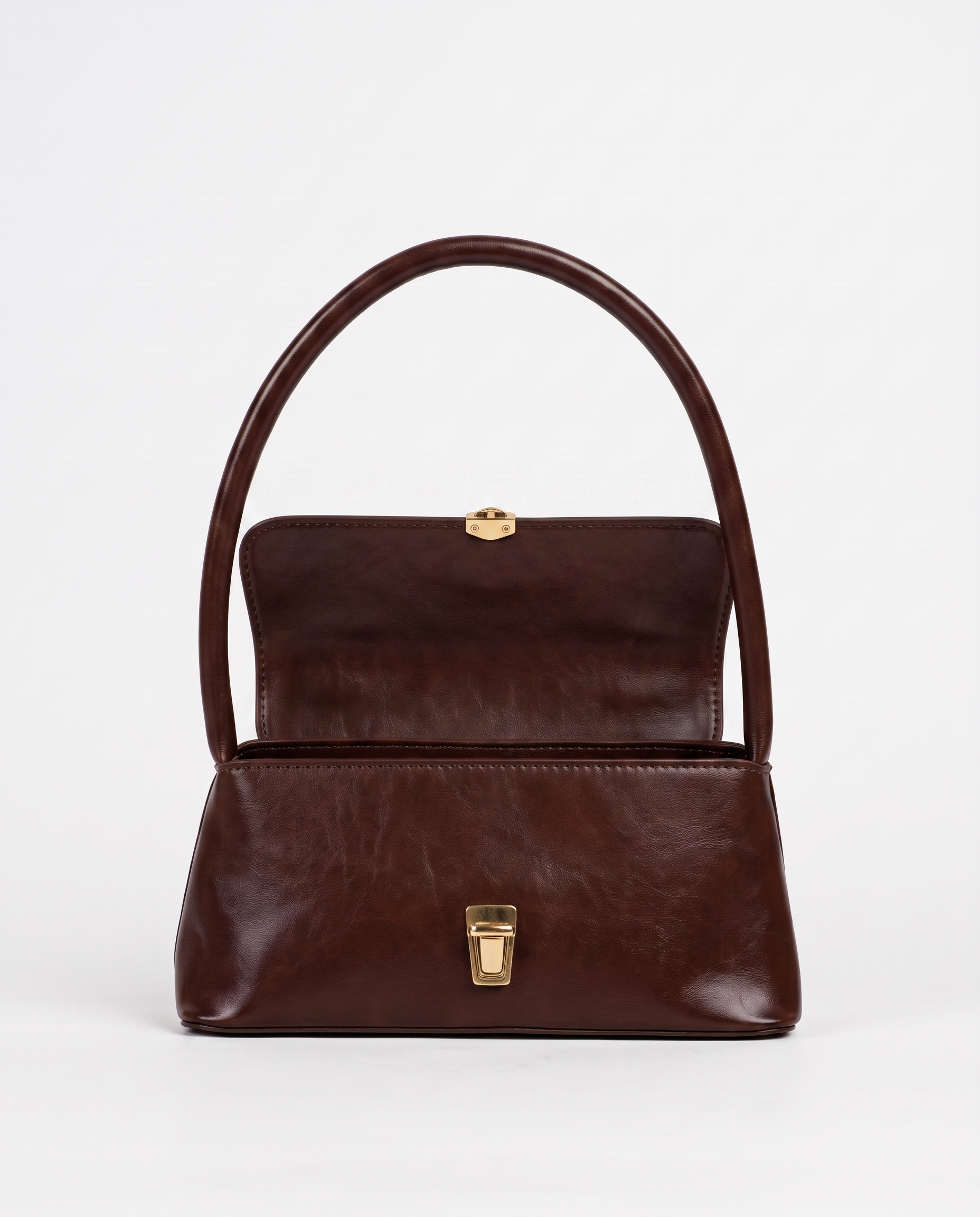 Beatrix Leather Shoulder Handbag - Dark Brown