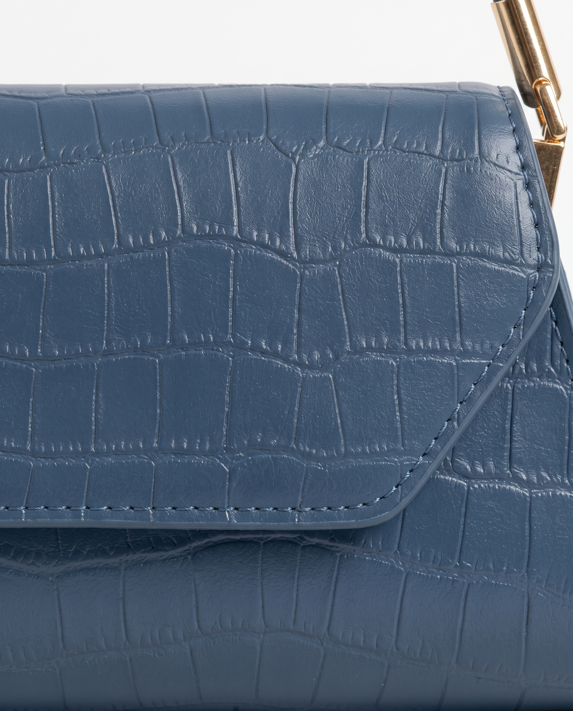 Philippa Croc Embossed Shoulder Bag - Blue
