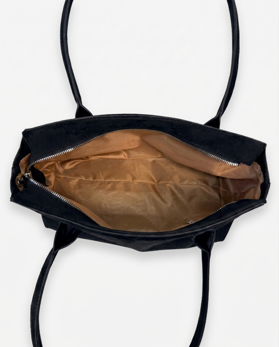 Jemima Suede Tote Bag - Black