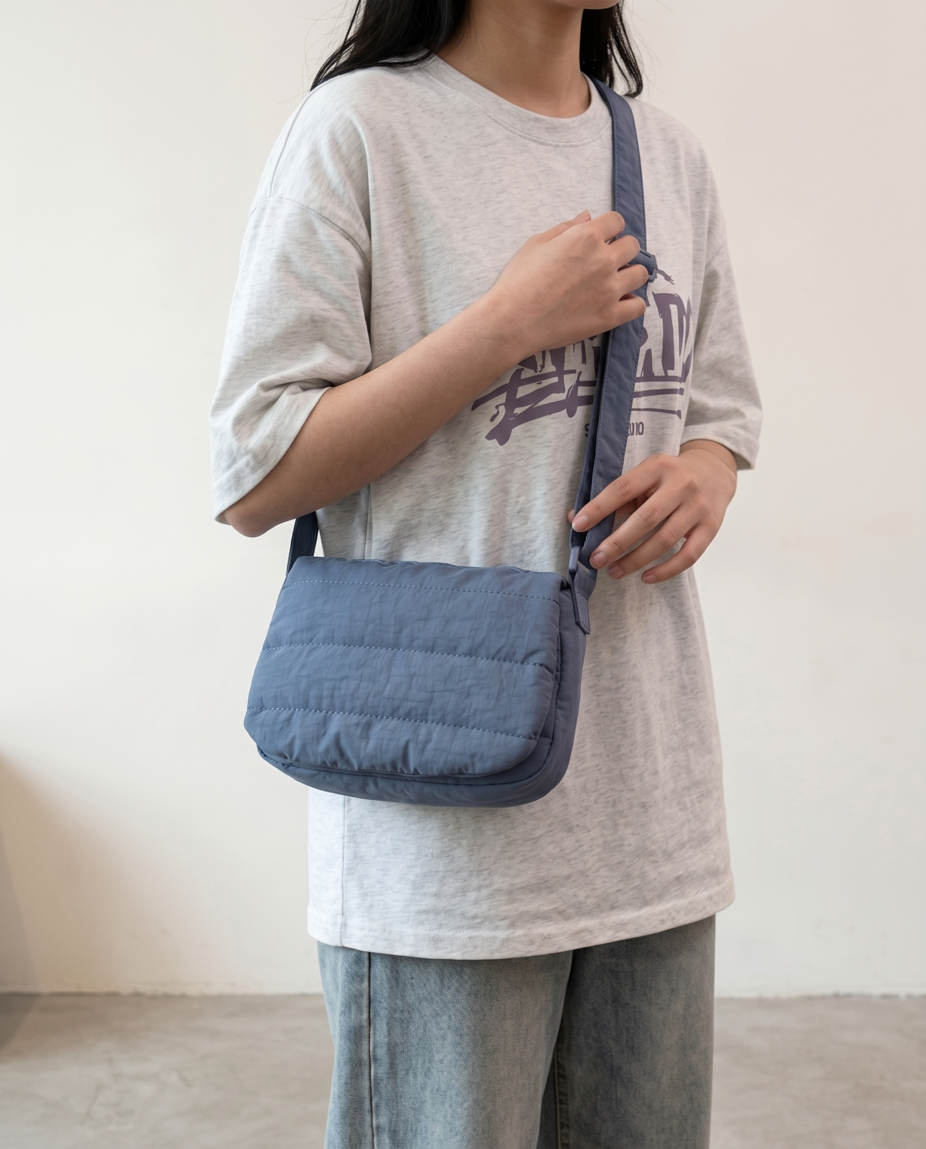 Primella Quilted Crossbody Shoulder Bag - Blue