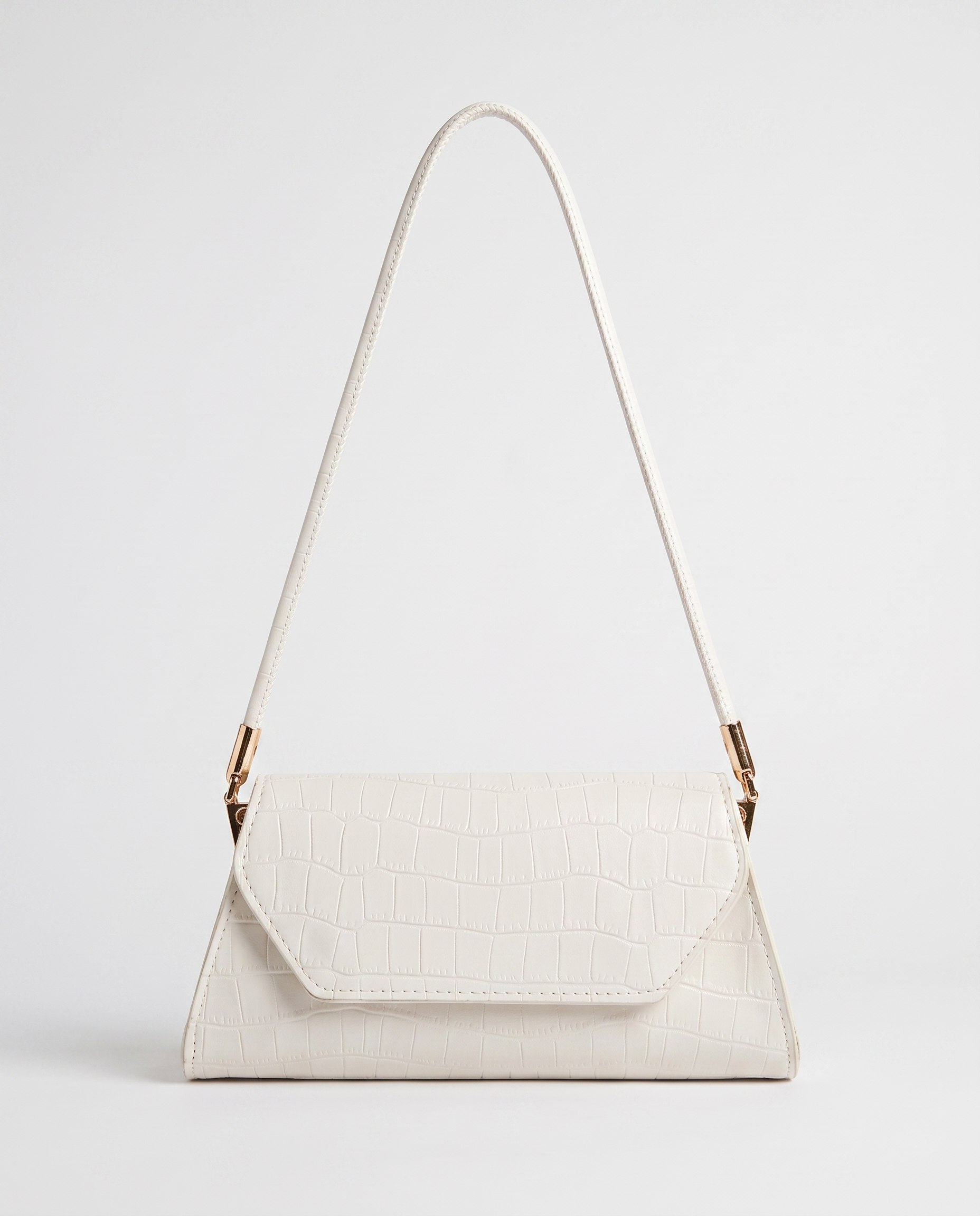 Philippa Croc Embossed Shoulder Bag - White