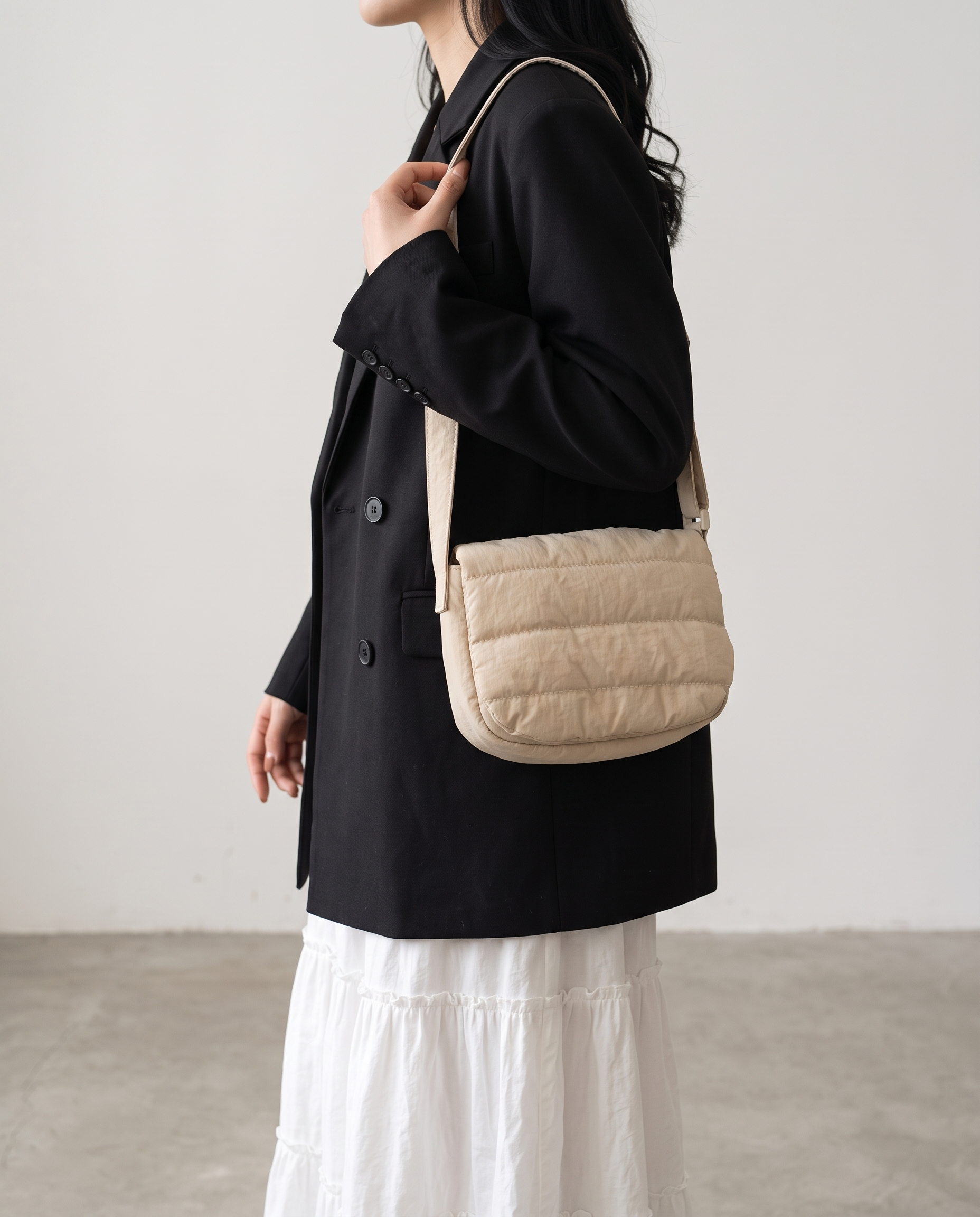 Primella Quilted Crossbody Shoulder Bag - Khaki