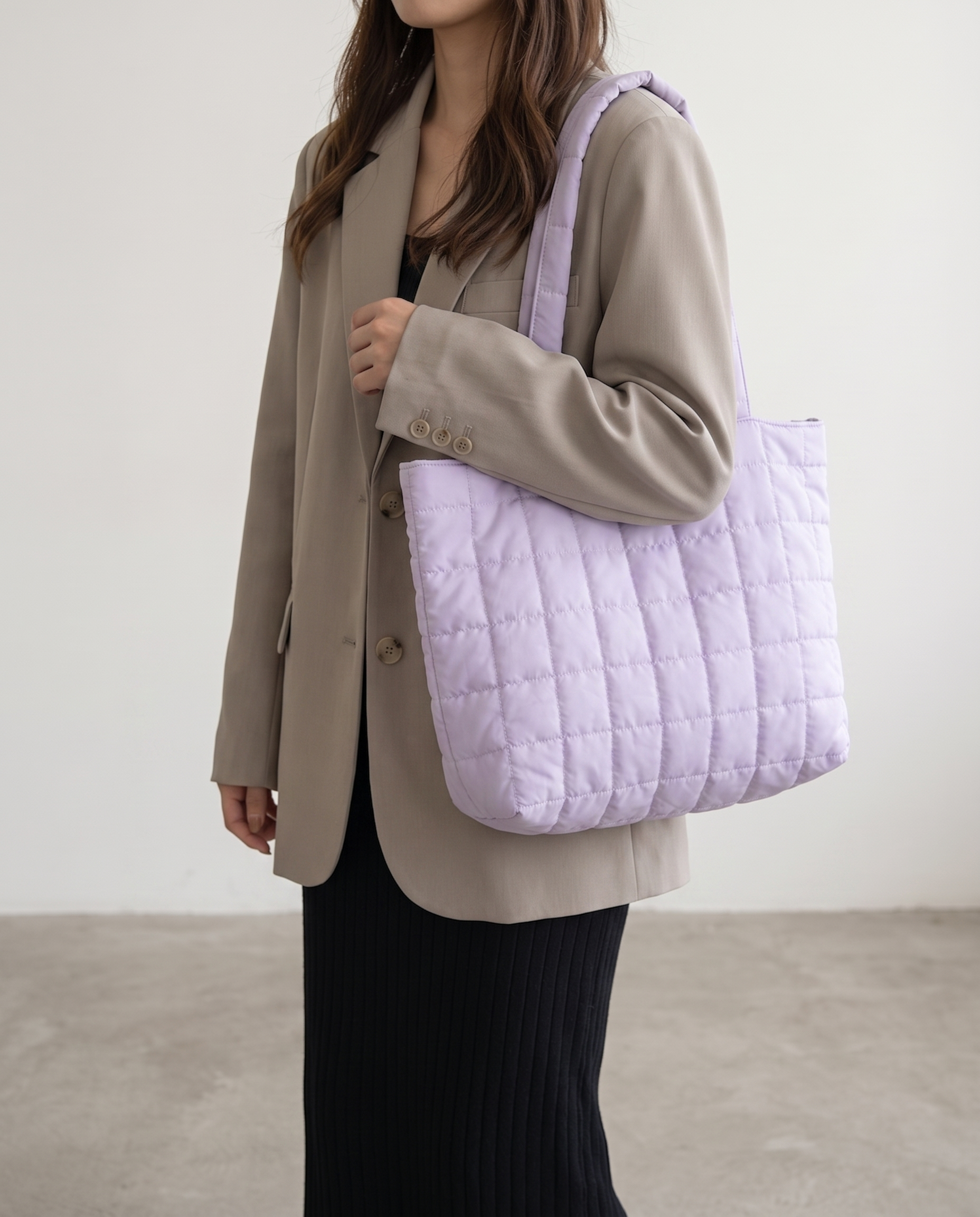 Briony Large Quilted Tote Bag - Purple