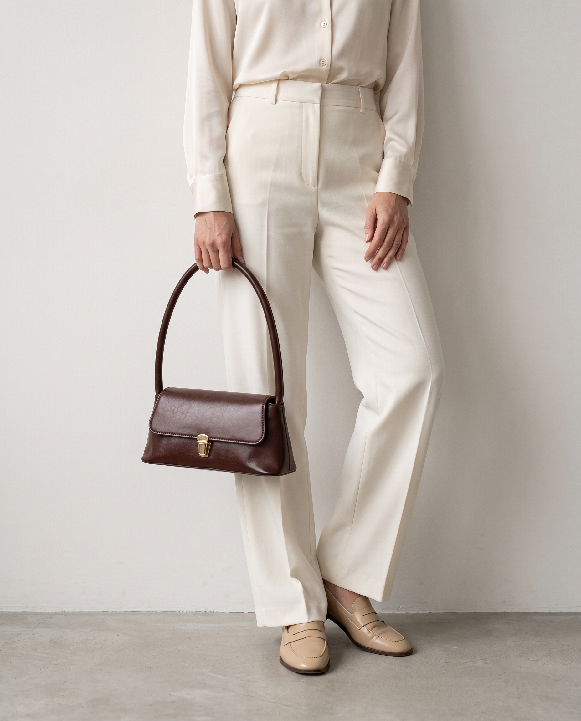 Beatrix Leather Shoulder Handbag - Dark Brown