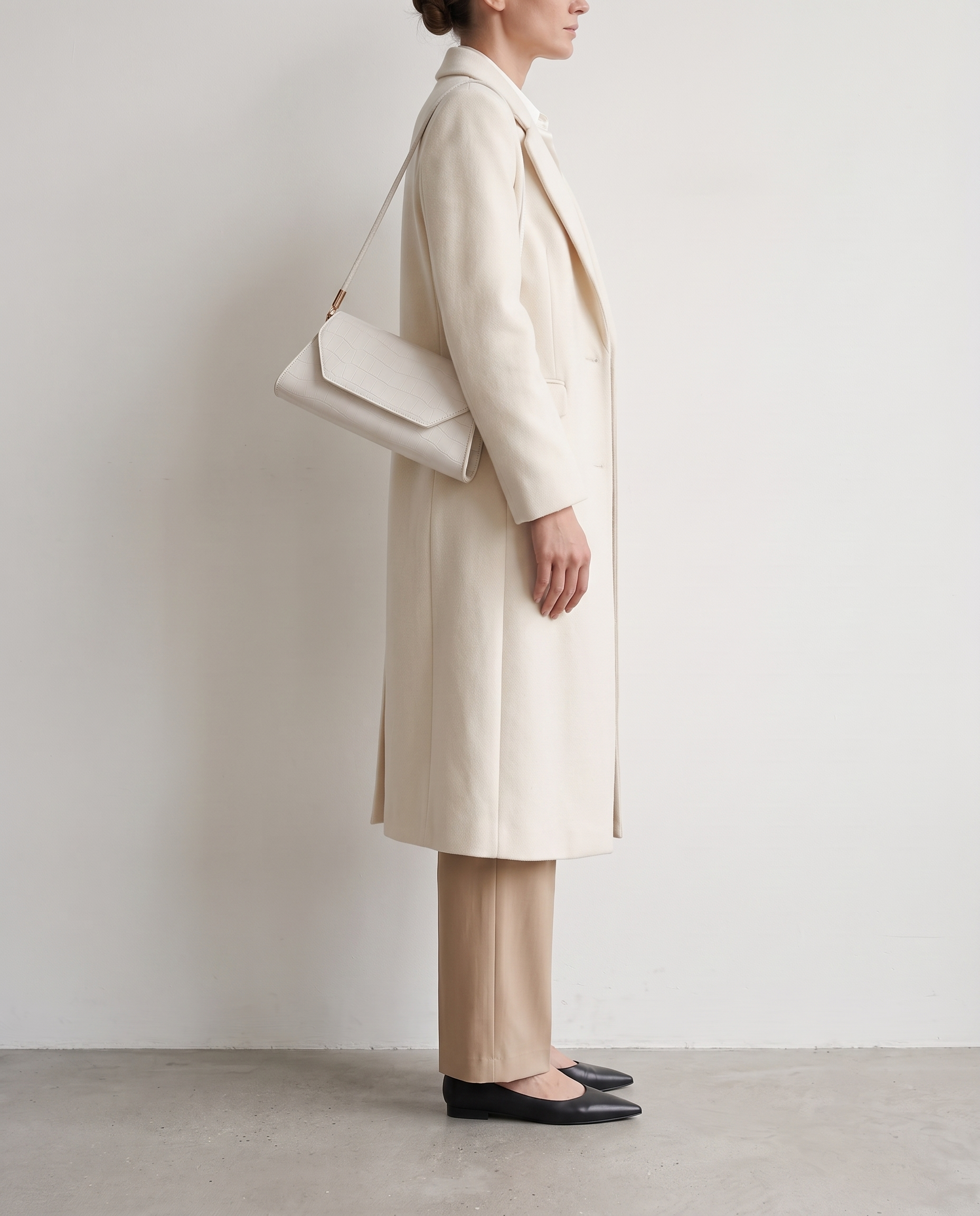 Philippa Croc Embossed Shoulder Bag - White