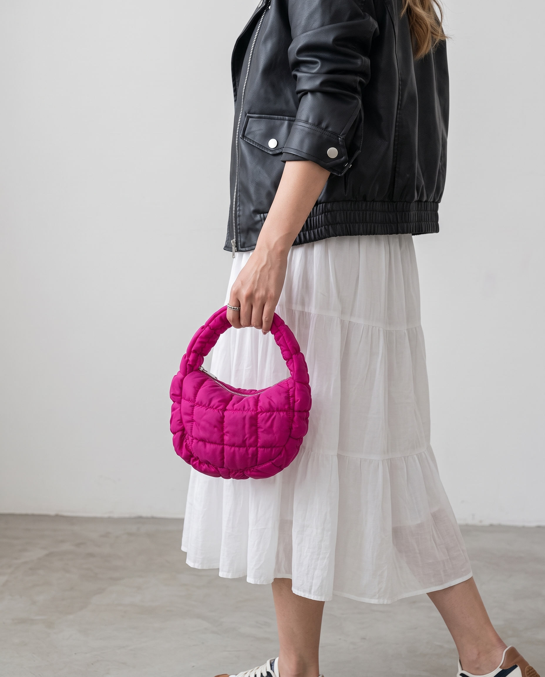 Augusta Quilted Shoulder Bag - Hot Pink