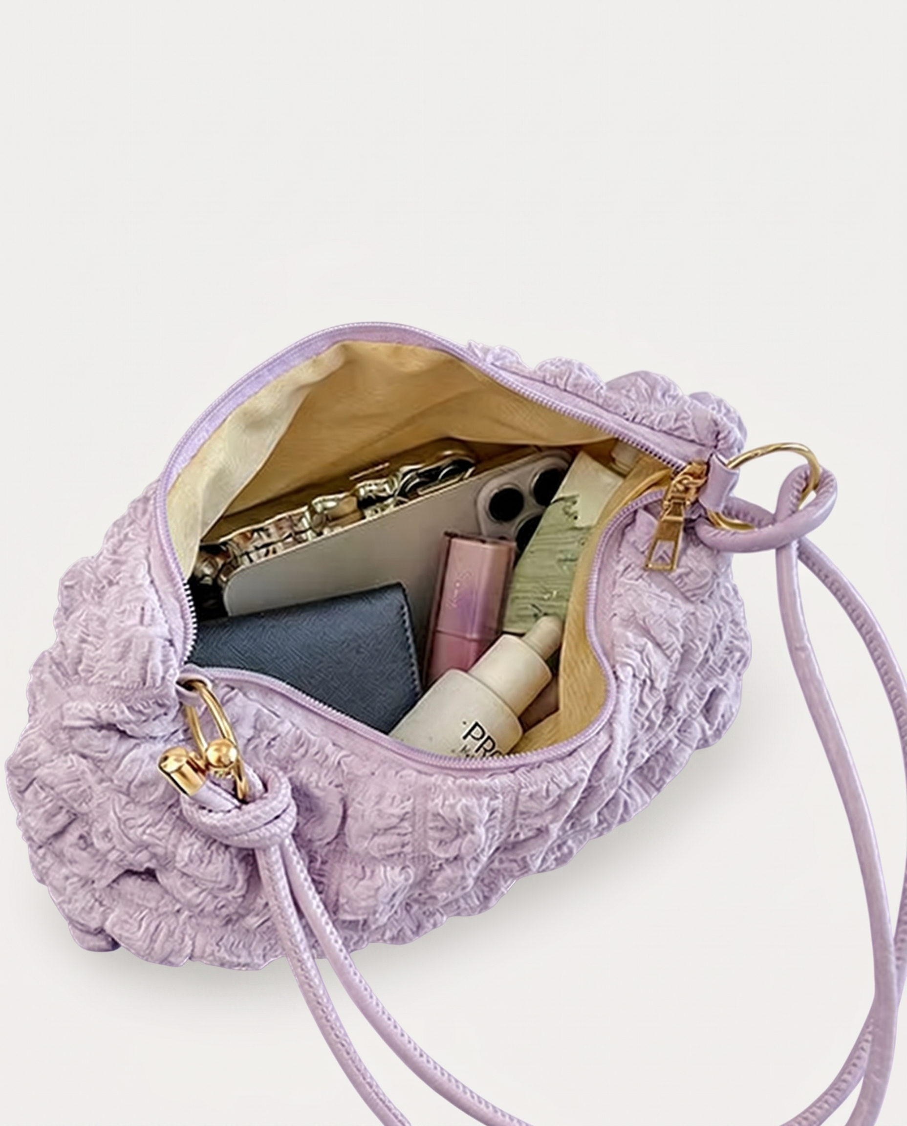 Marguerite Quilted Shoulder Bag - Purple