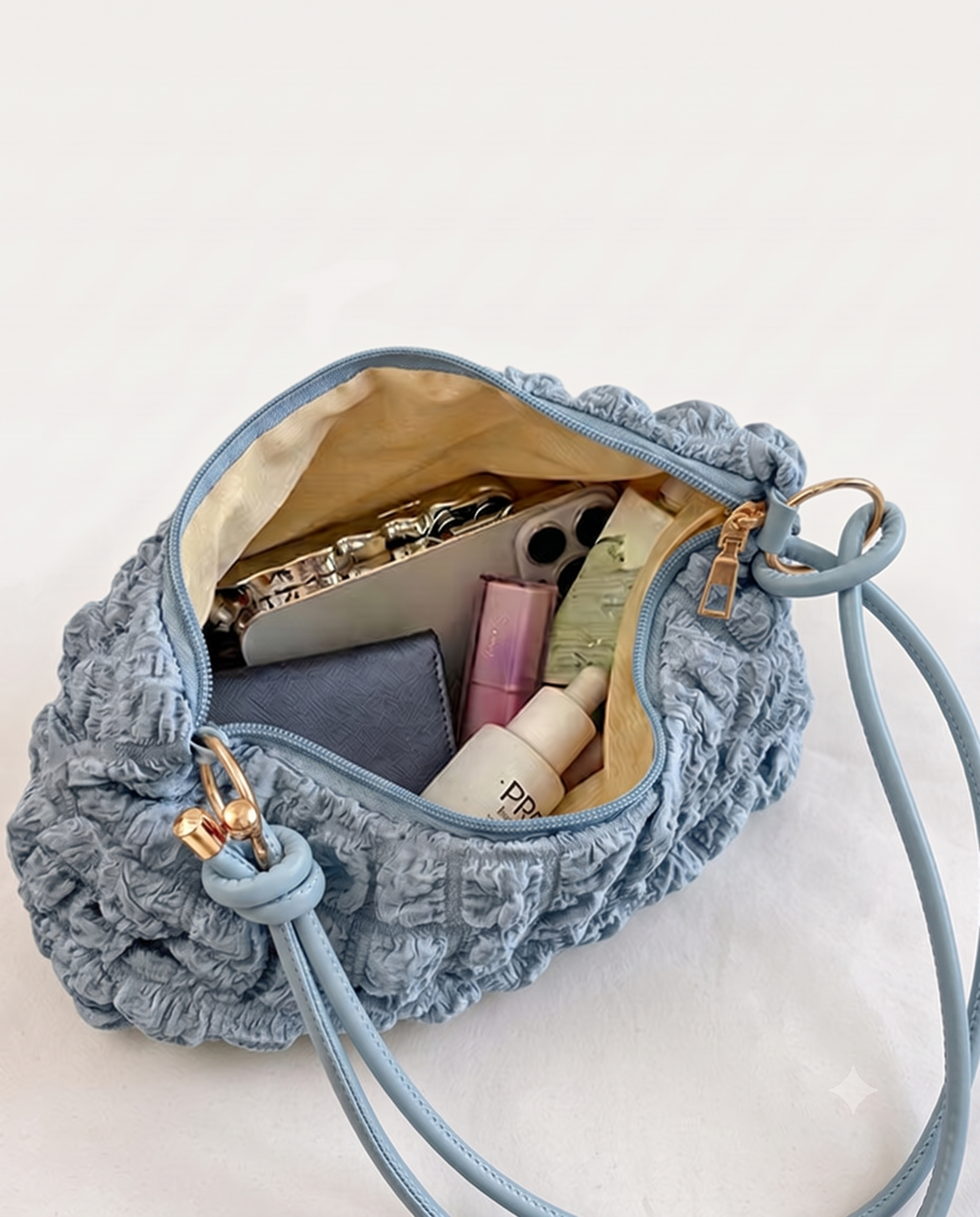 Marguerite Quilted Shoulder Bag - Blue