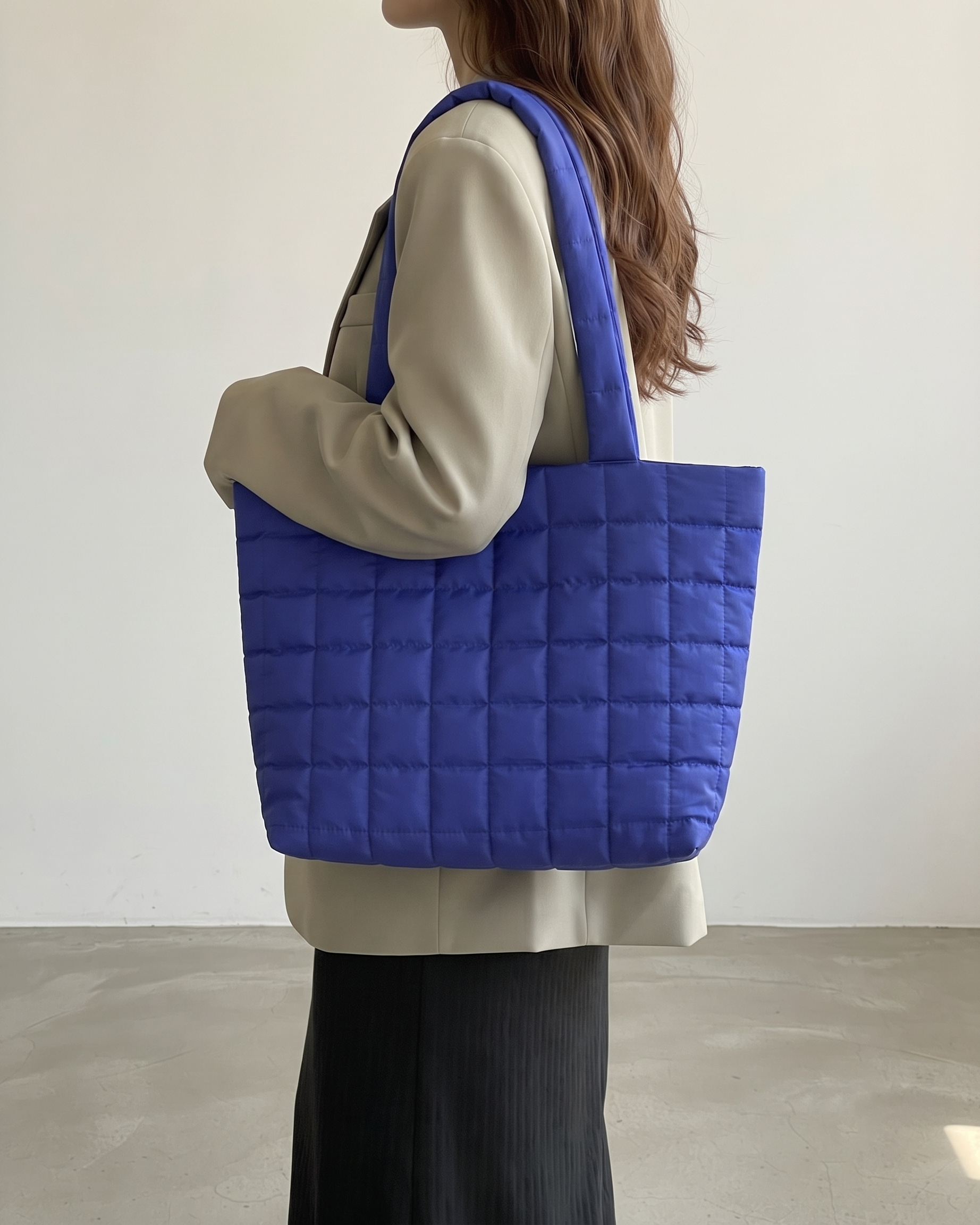Briony Large Quilted Tote Bag - Blue