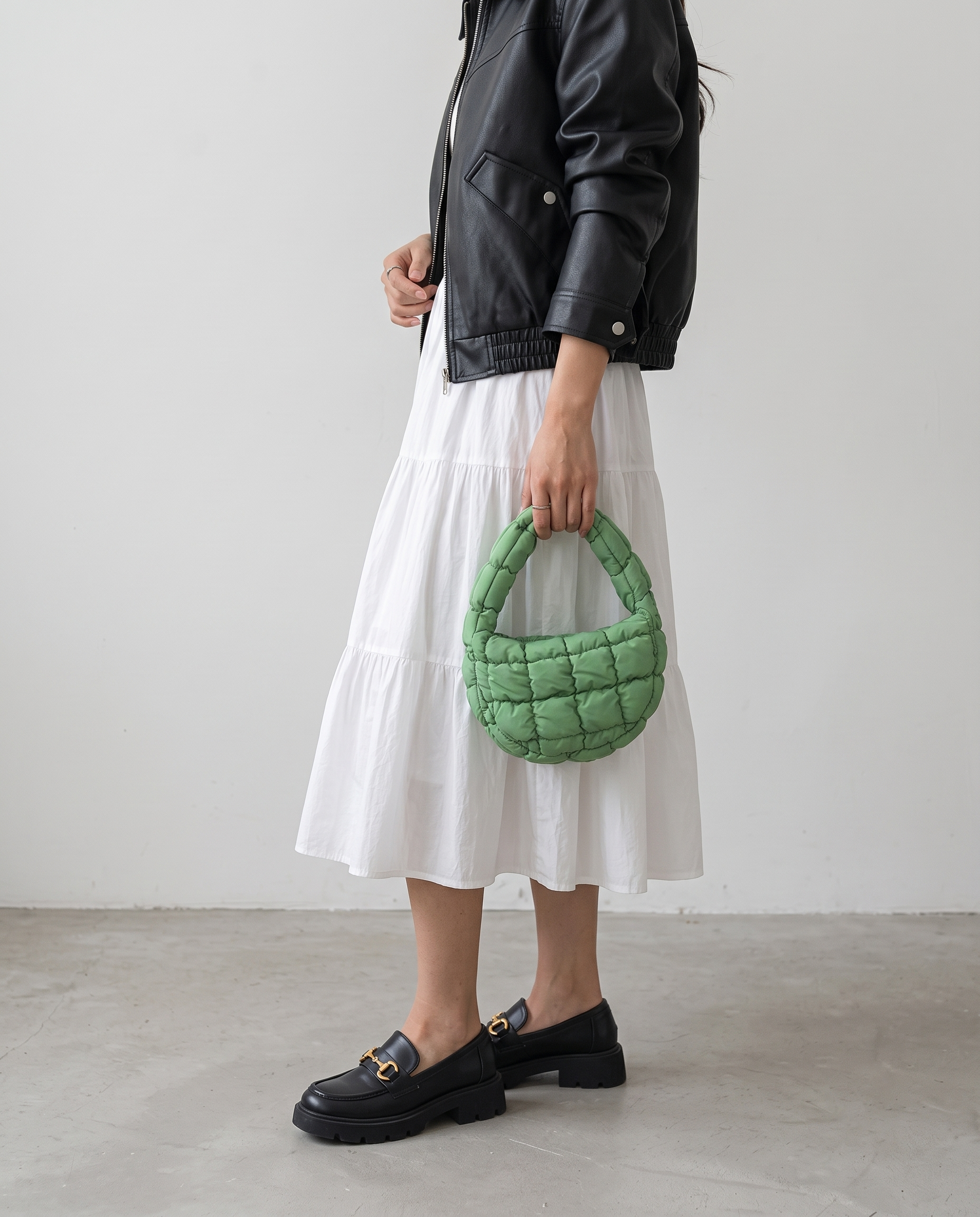 Augusta Quilted Shoulder Bag - Dark Green