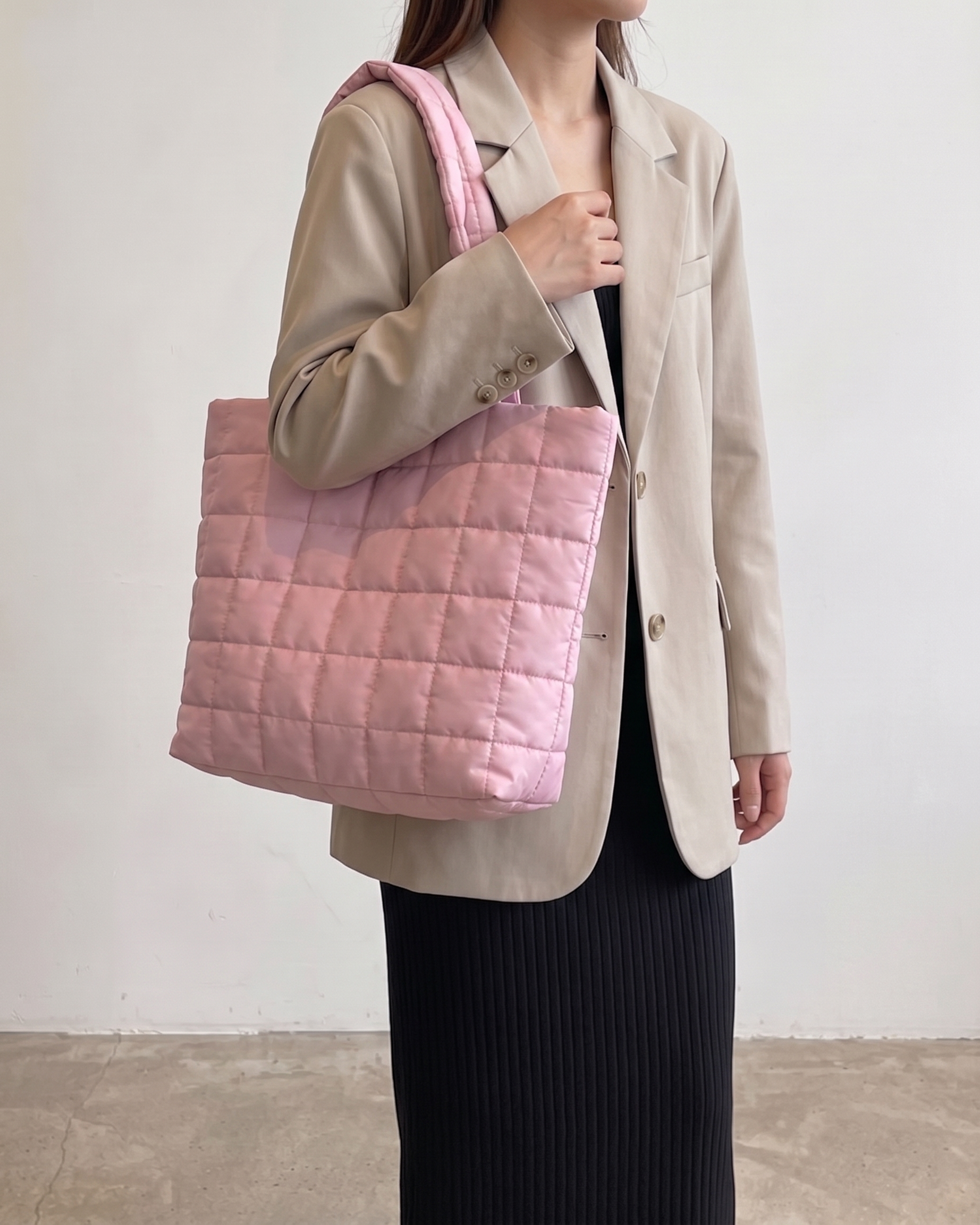 Briony Large Quilted Tote Bag - Pink