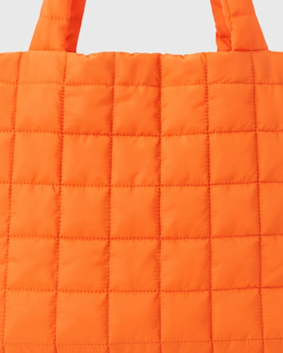 Briony Large Quilted Tote Bag - Orange
