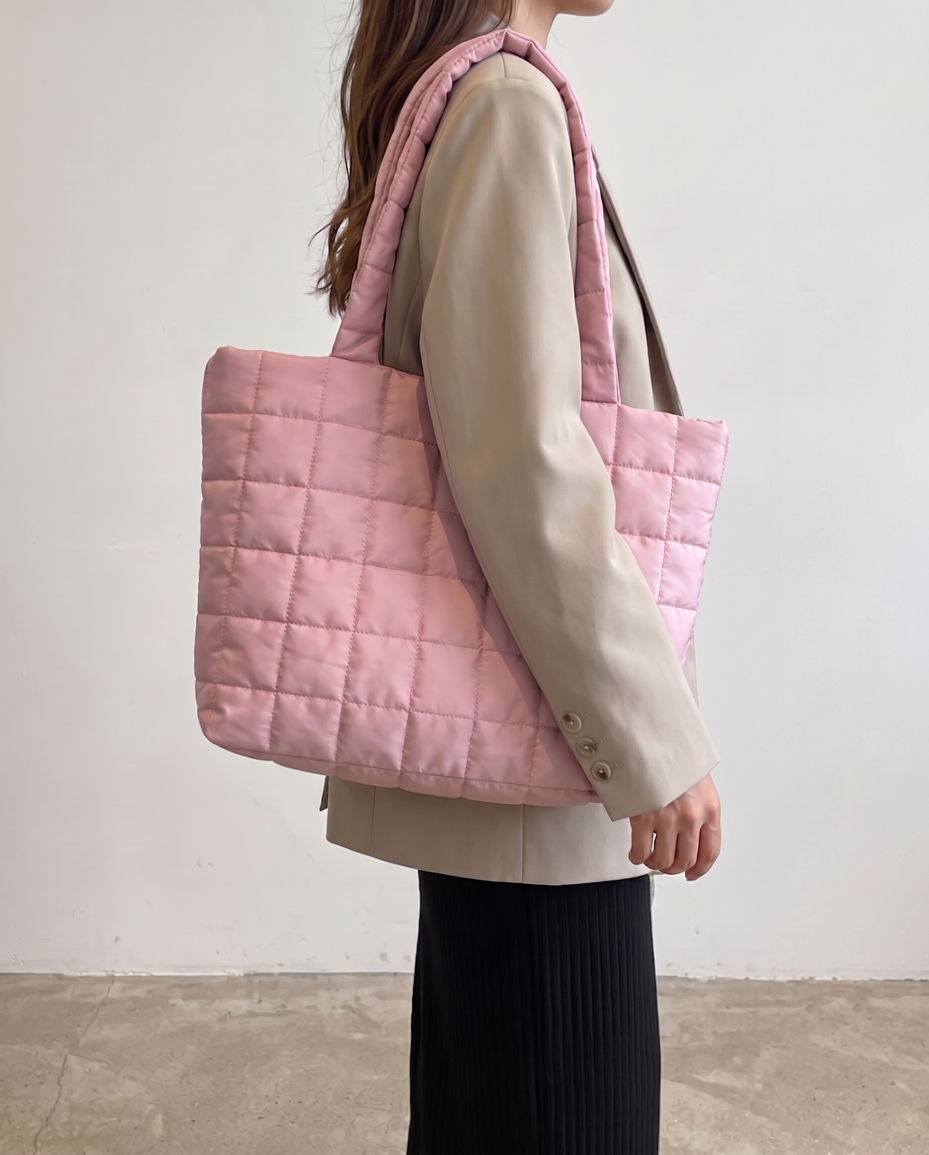 Briony Large Quilted Tote Bag - Pink