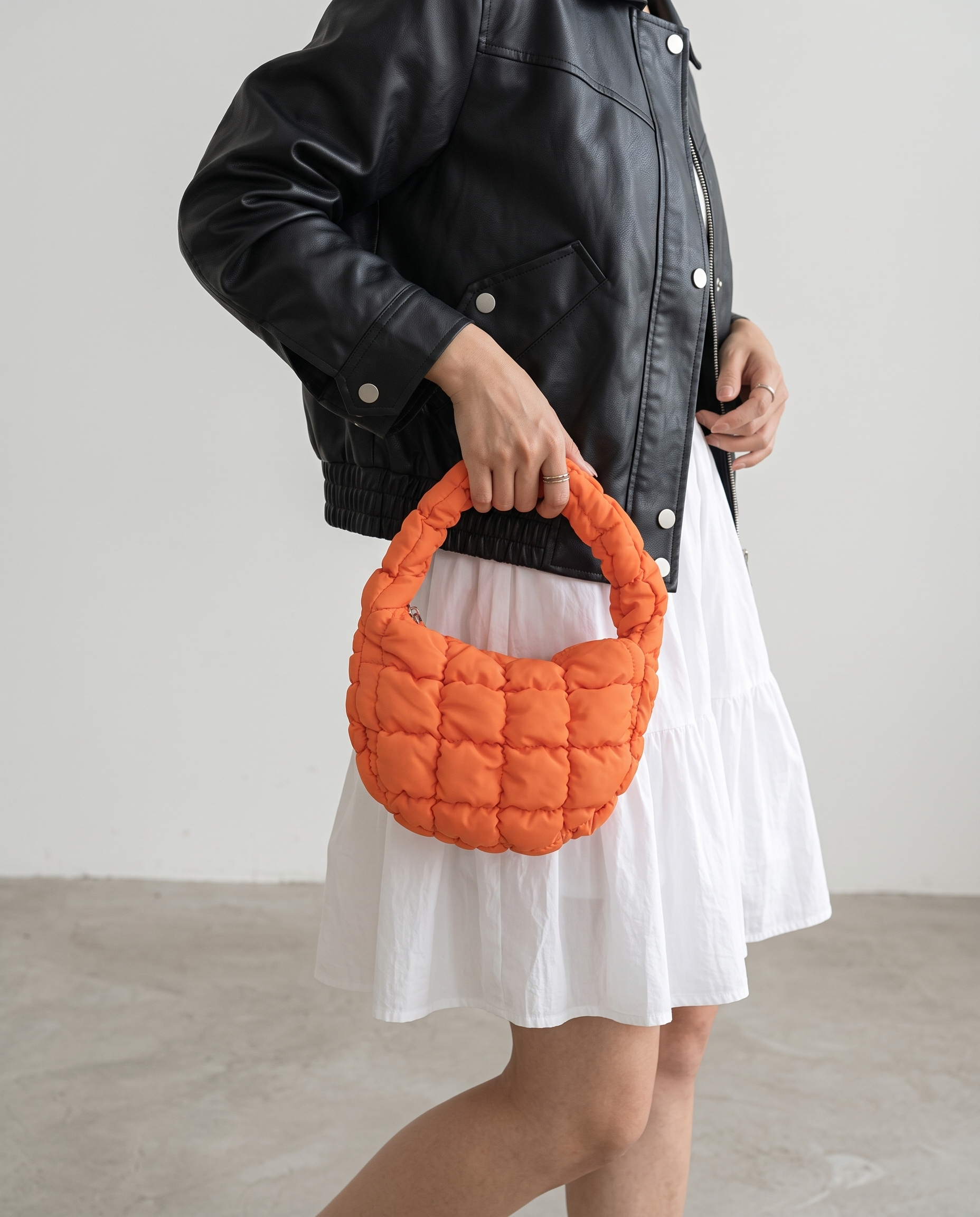 Augusta Quilted Shoulder Bag - Orange