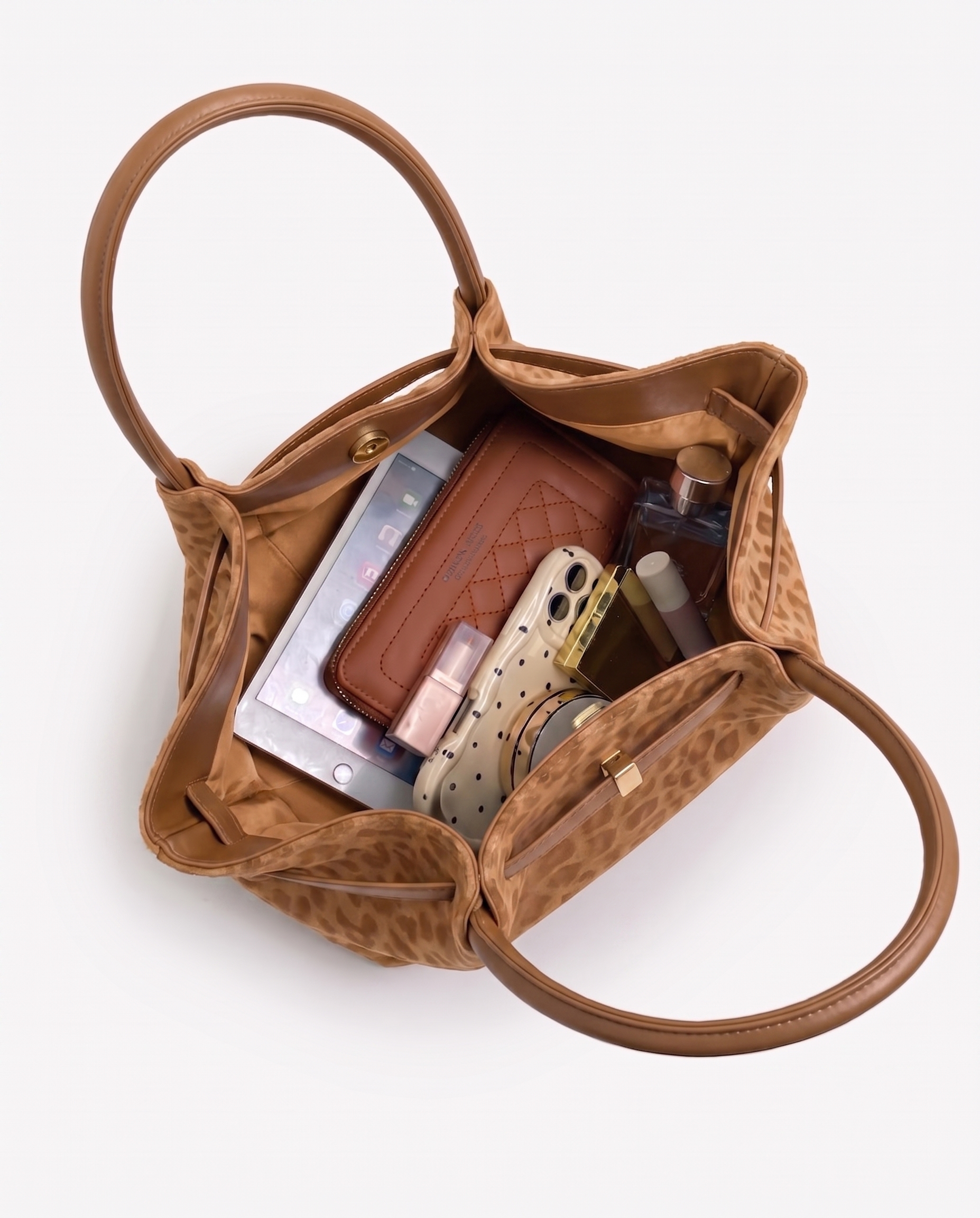 Clementine Suede Tote Bag - Light Brown