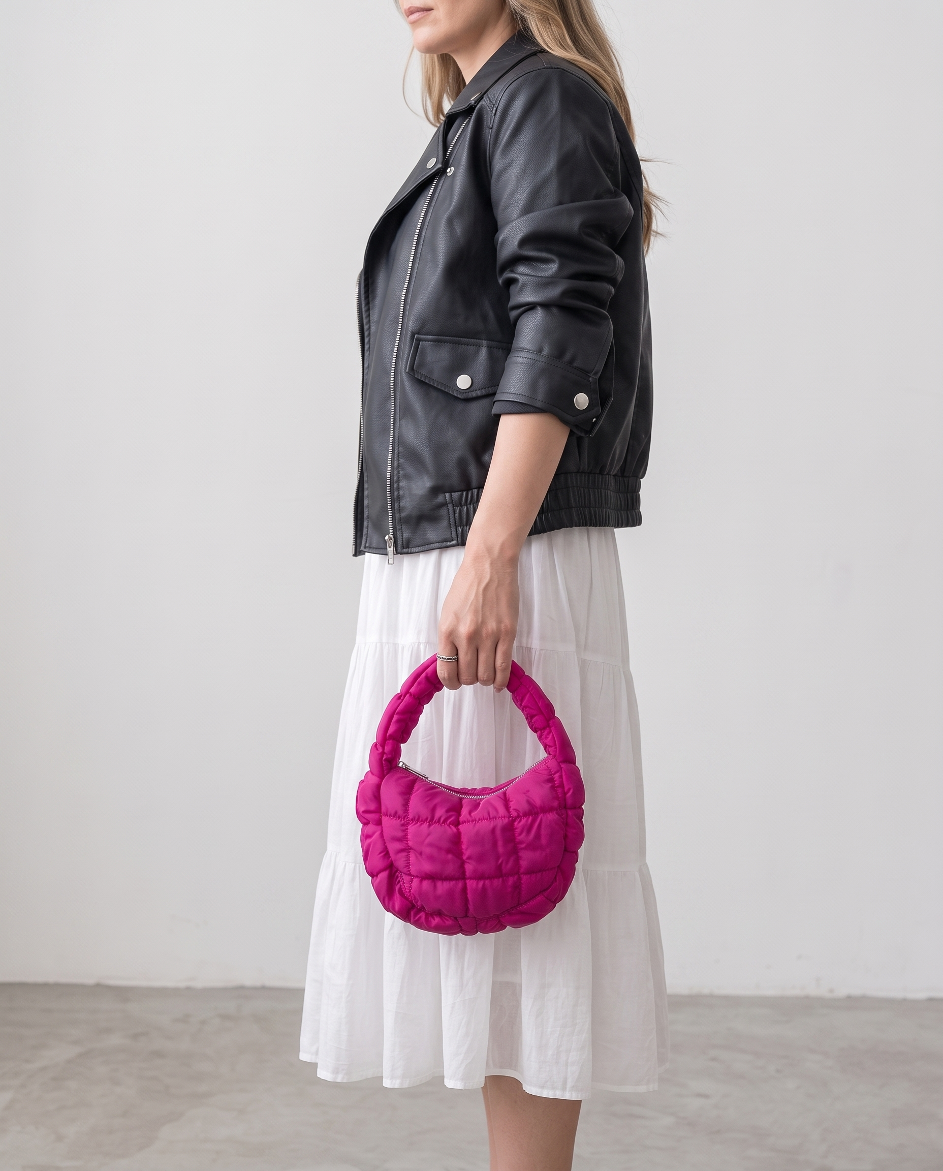 Augusta Quilted Shoulder Bag - Hot Pink