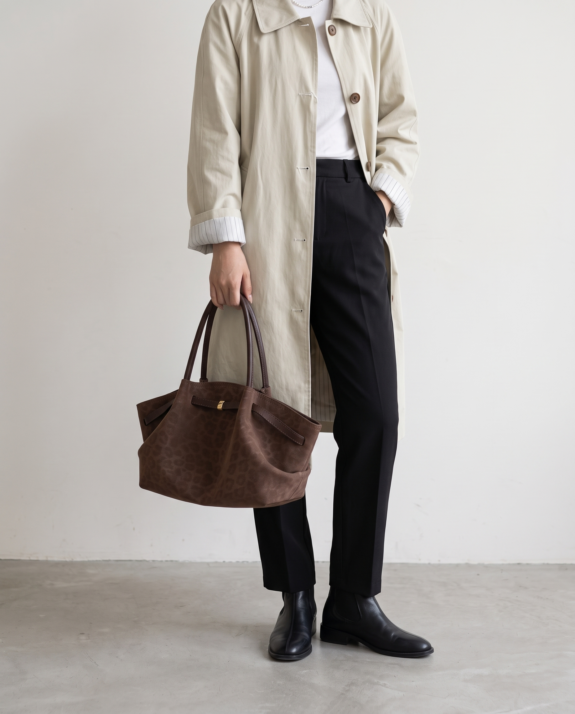Clementine Suede Tote Bag - Coffee