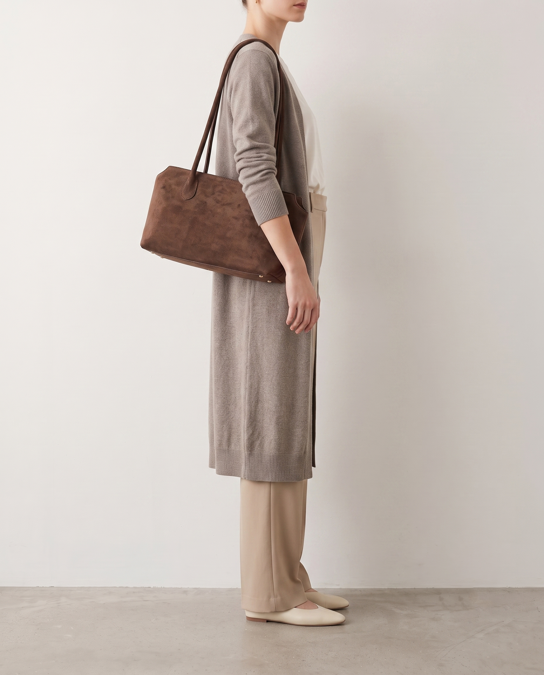 Jemima Suede Tote Bag - Coffee