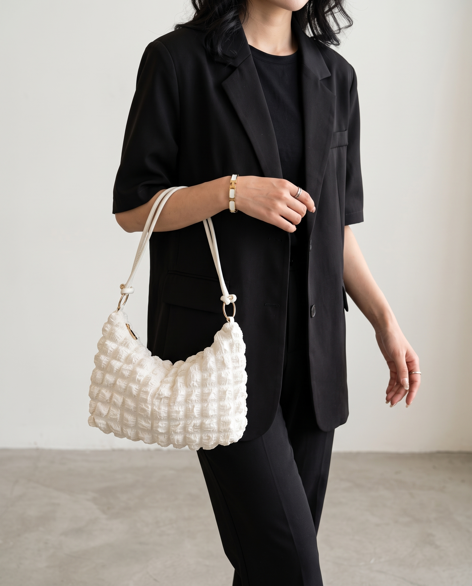 Marguerite Quilted Shoulder Bag - White