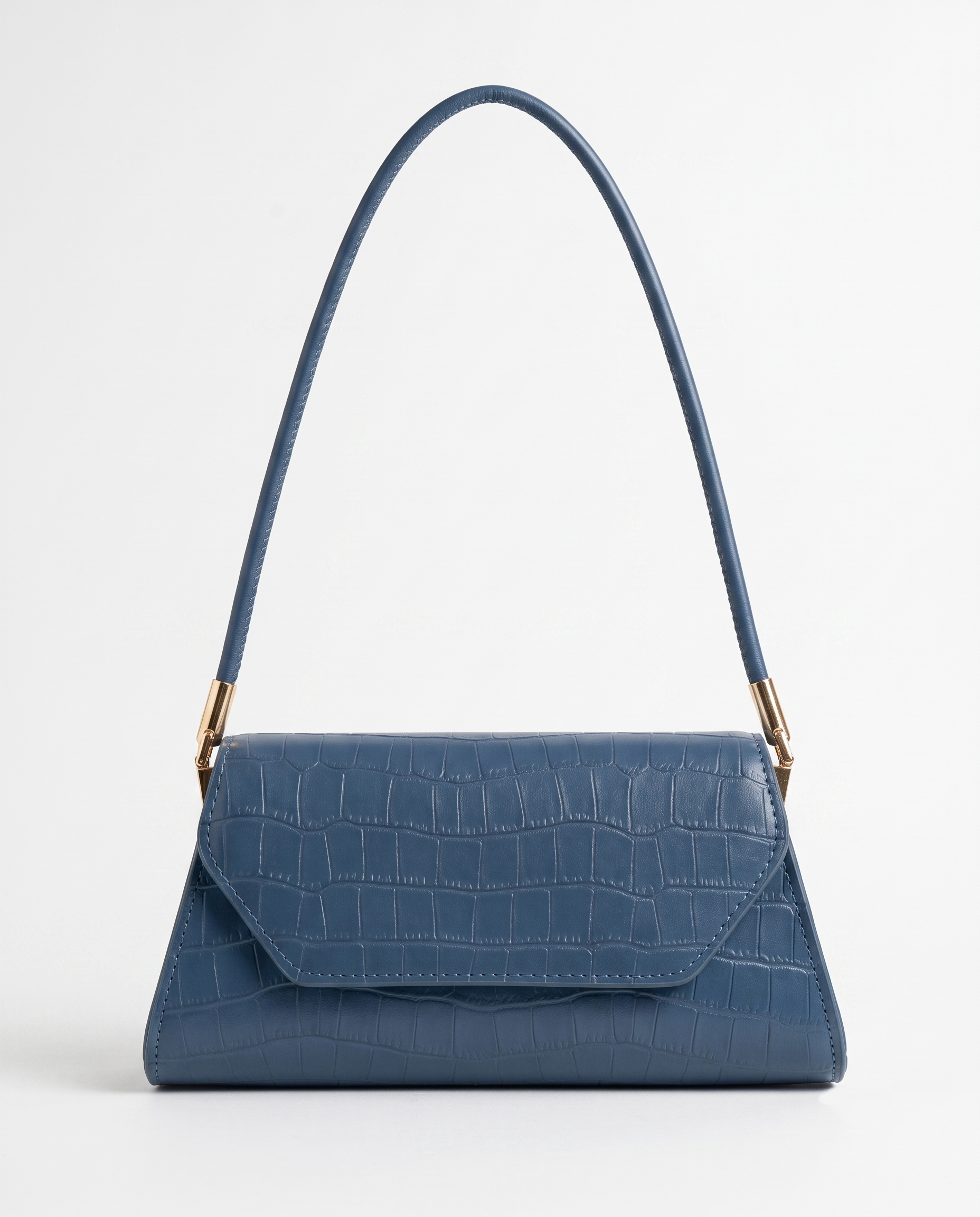 Philippa Croc Embossed Shoulder Bag - Blue