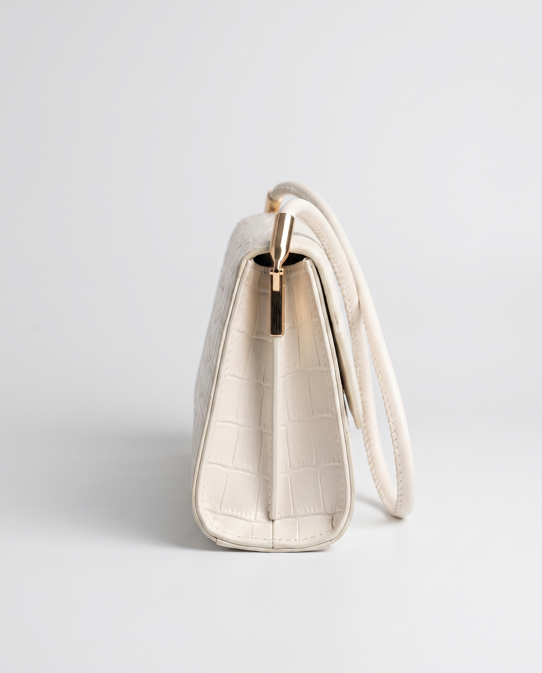 Philippa Croc Embossed Shoulder Bag - White