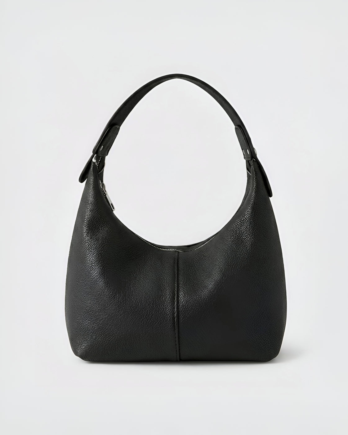 Vintage Pebbled Hobo Shoulder Bag - Black