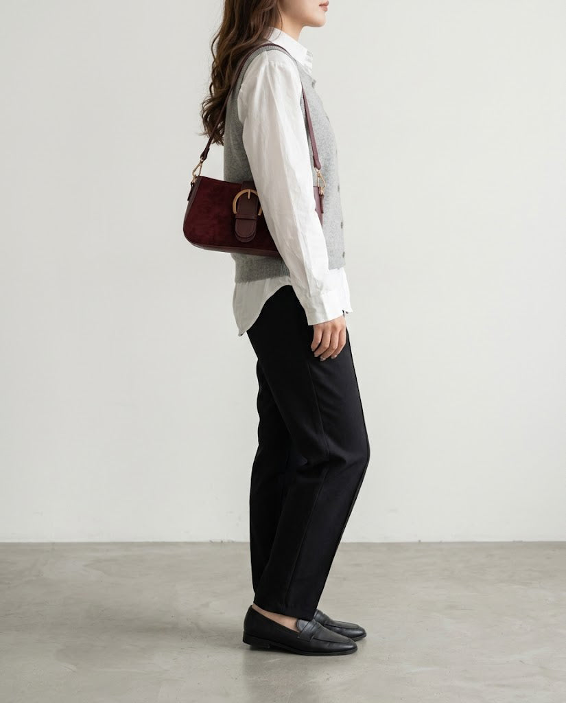 Verity Suede Shoulder Bag - Burgundy