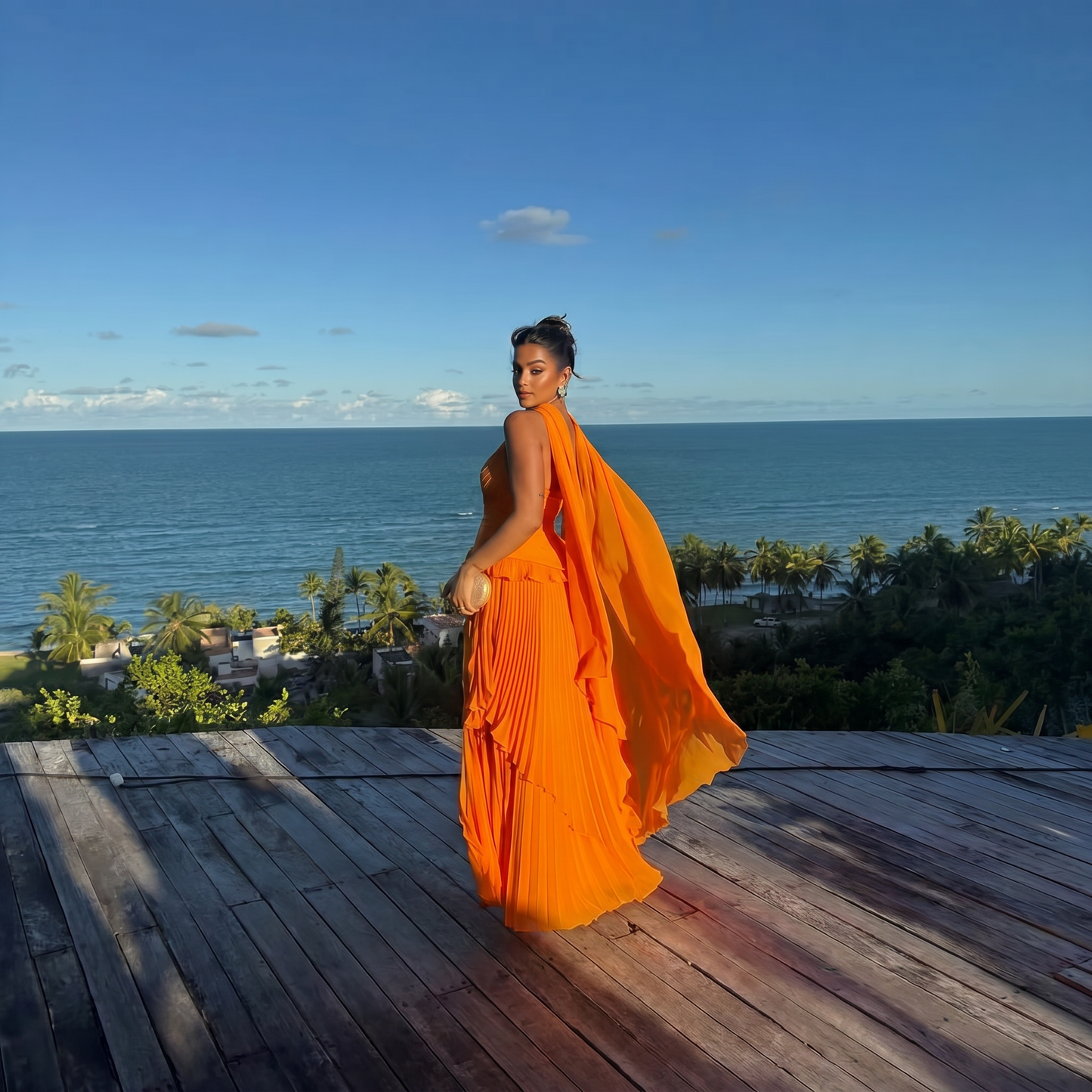 Valencia Strapless Pleated Chiffon Maxi Dress