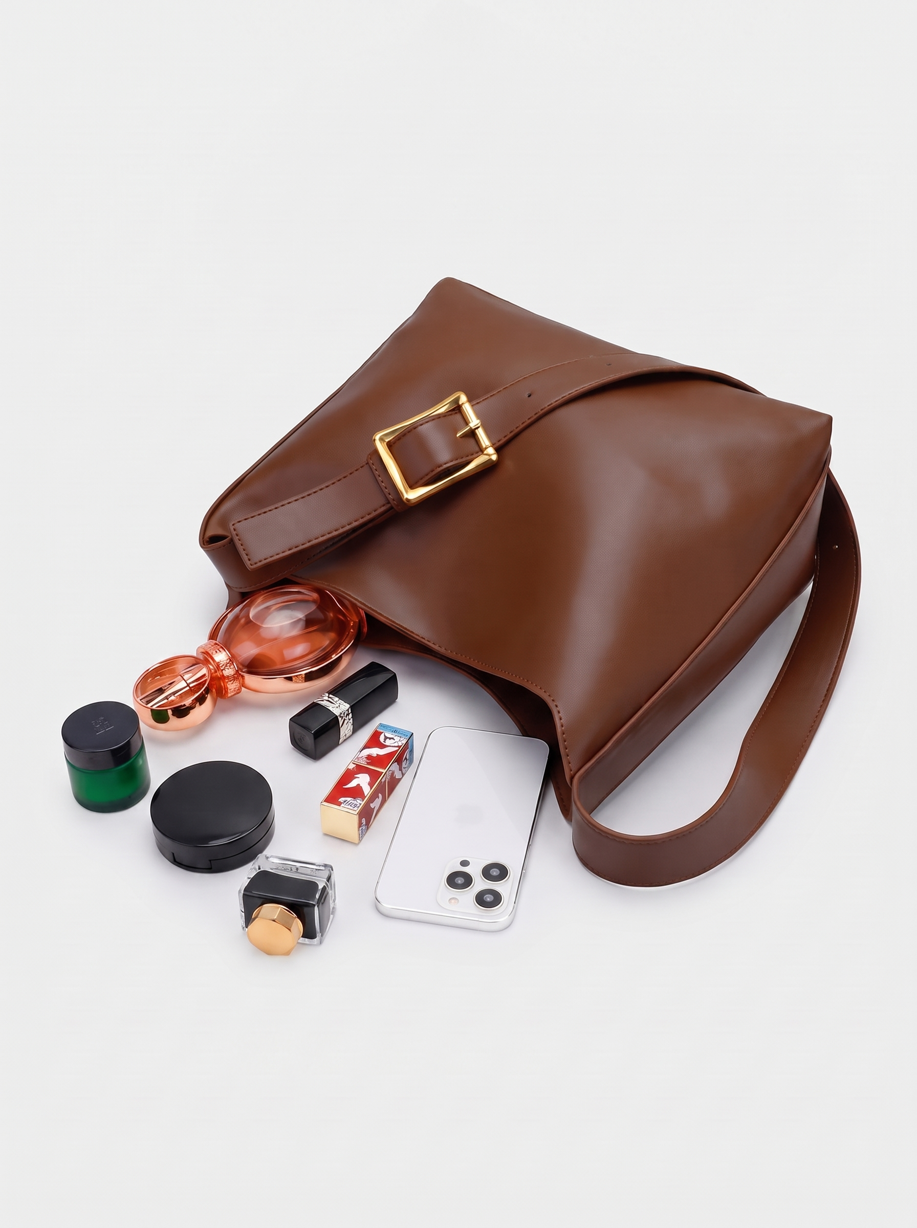 Verena Women's Vegan Leather Minimalist Shoulder Bag, Bucket Tote Bag