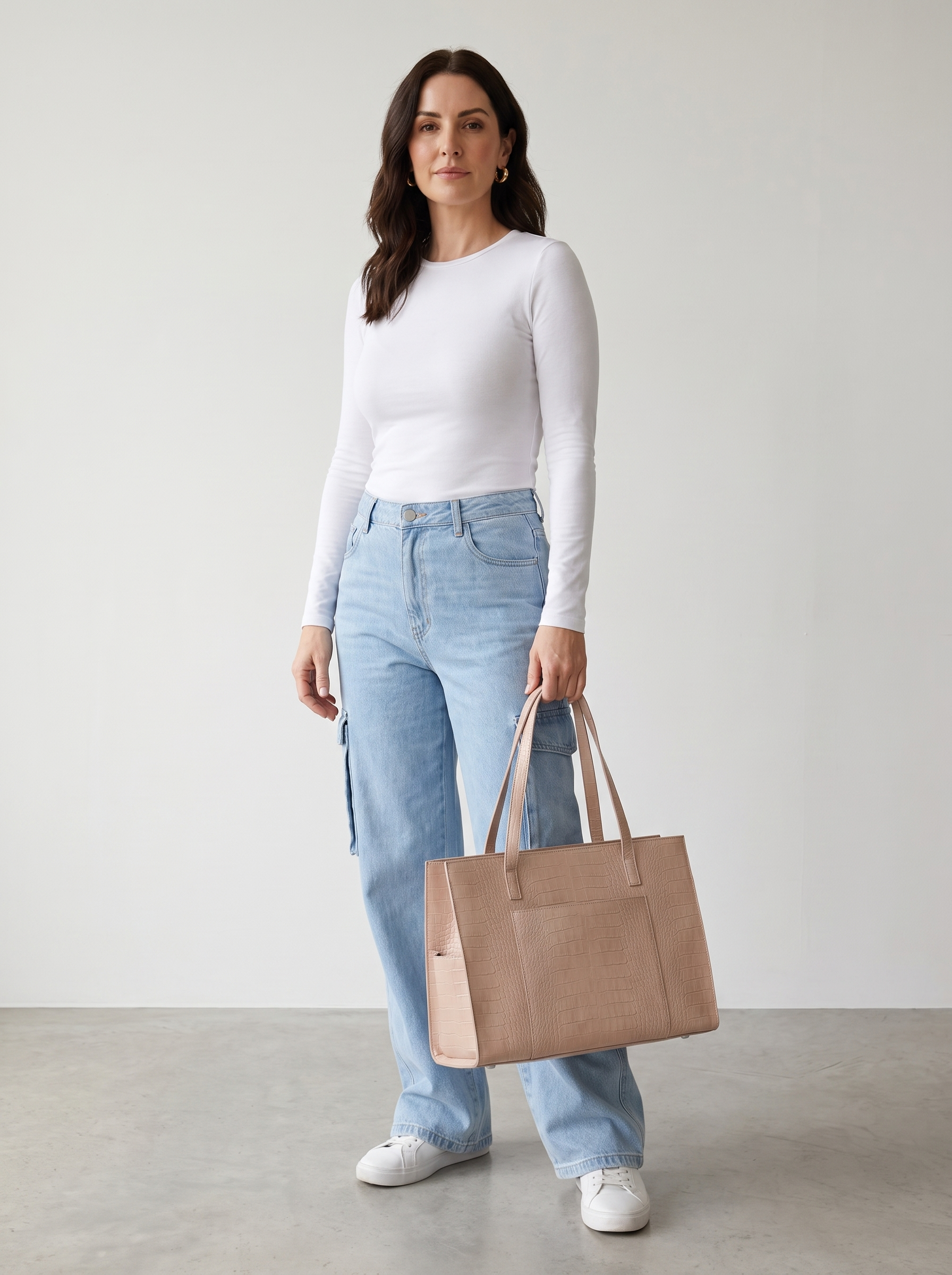 Nesta Women's Croc-Embossed Vegan Leather Laptop Tote Bag, Work Bag