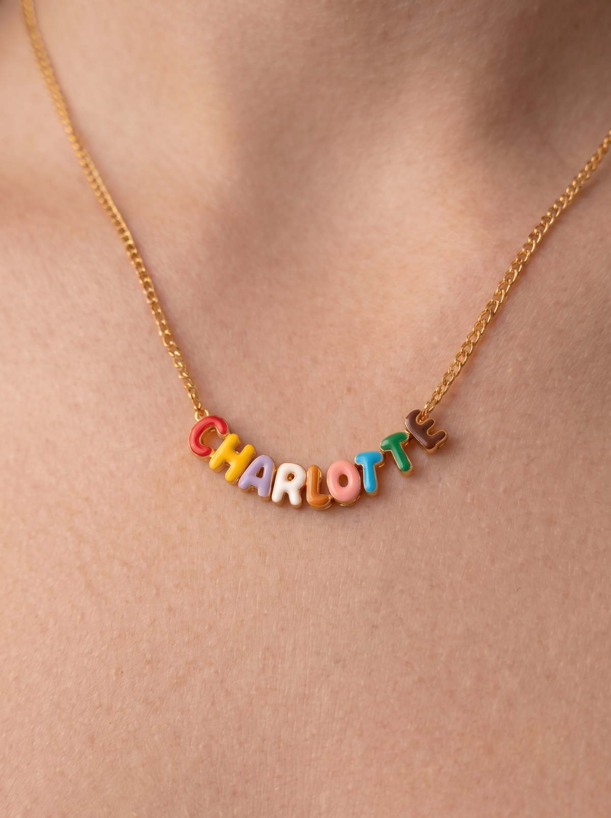 Arabelle Women's Custom Bubble Letter Name Necklace