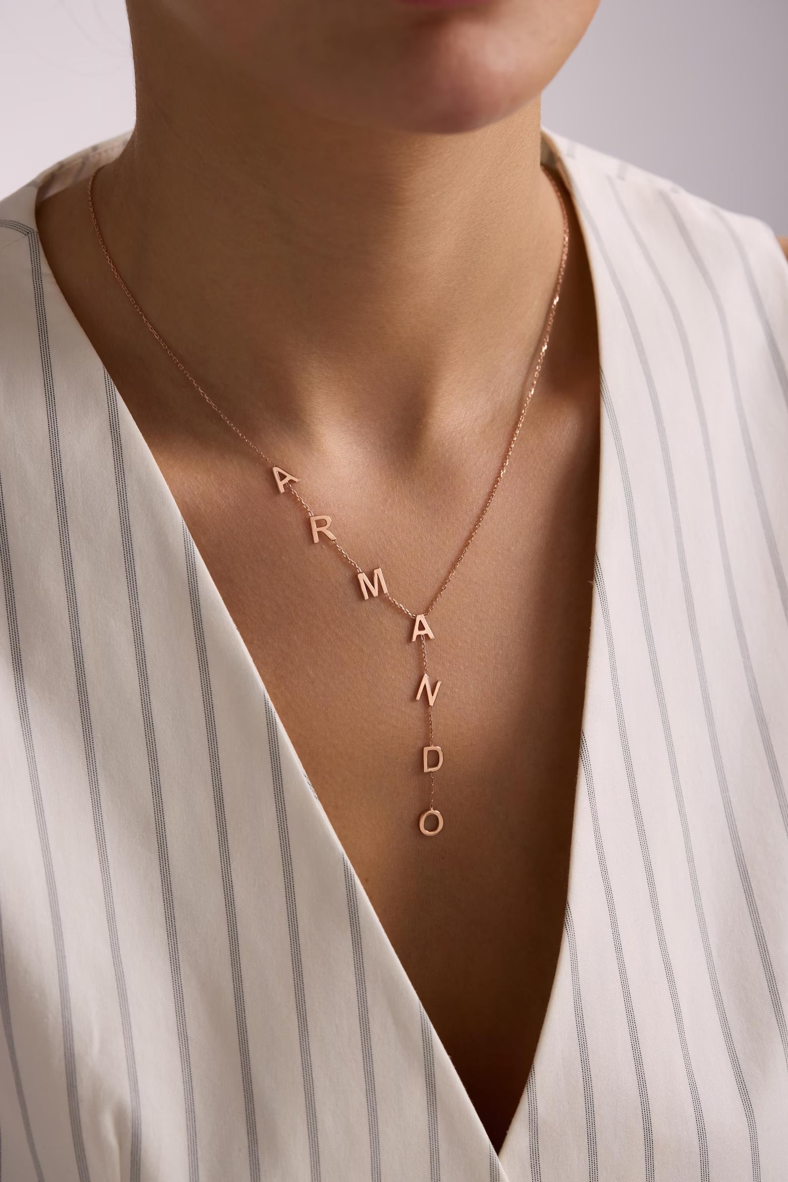Sienna Women's Vertical Name Necklace, Personalized Letter Drop Necklace