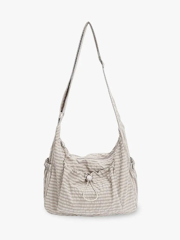 Ginebra Women's Water-Repellent Nylon Hobo Bag, Checkered Crossbody Bag