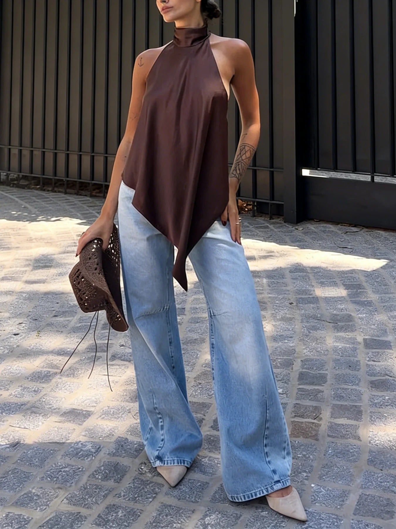 Irina Satin Halter Neck Ladies Summer Top