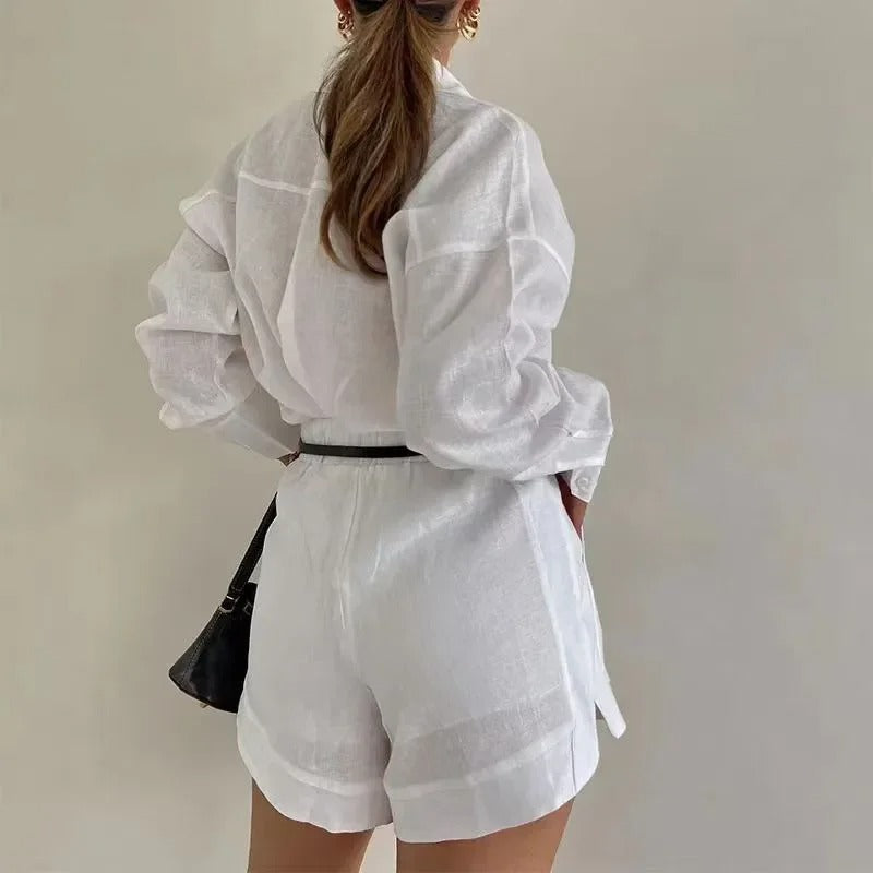 Annelise Linen Shirt & Tailored Shorts Co-Ord Set