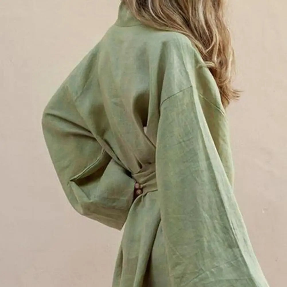 Leona Linen Wrap Shirt Mini Dress