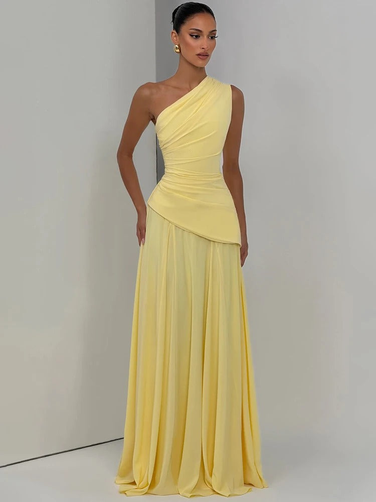 Thalia One Shoulder Wedding Guest Maxi Dress