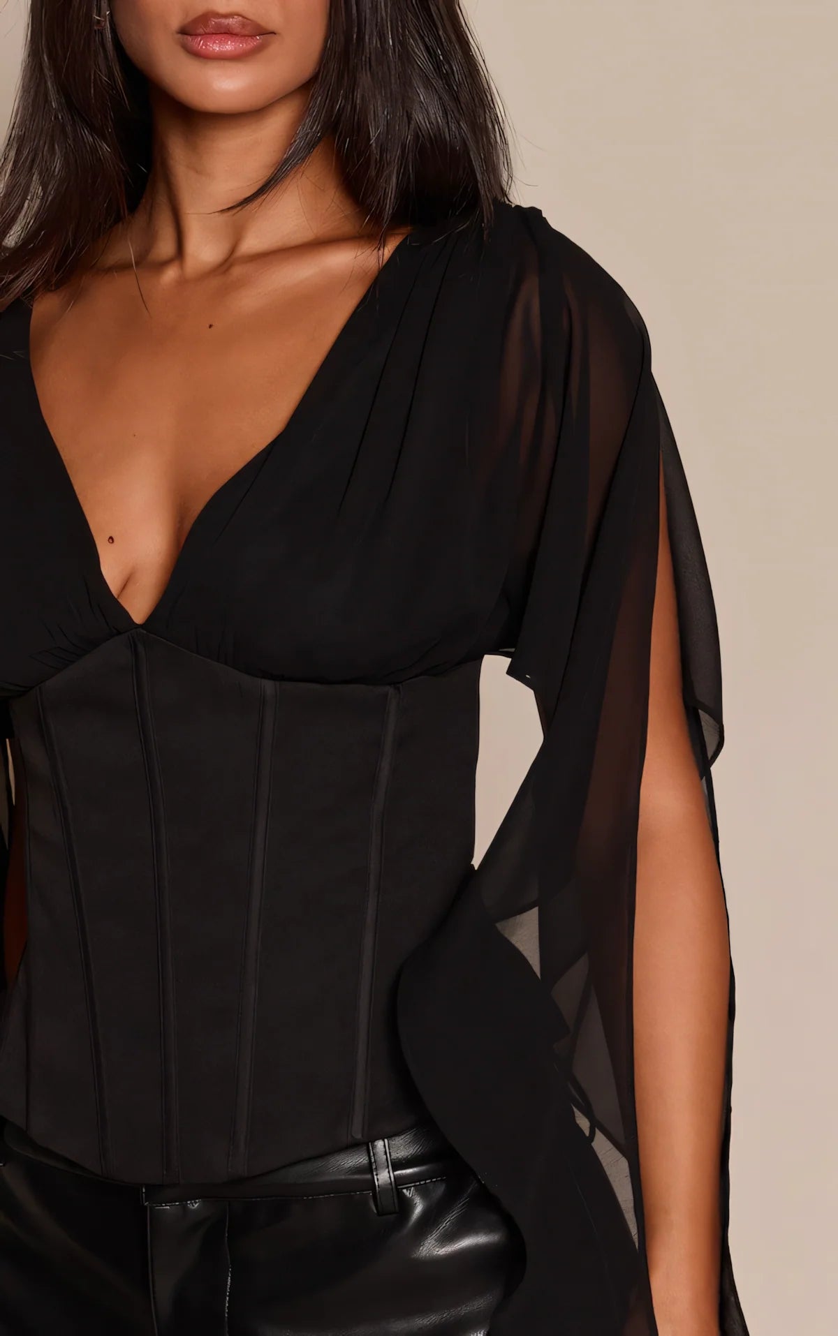 Philomena Chiffon Drape Corset Ladies Summer Top