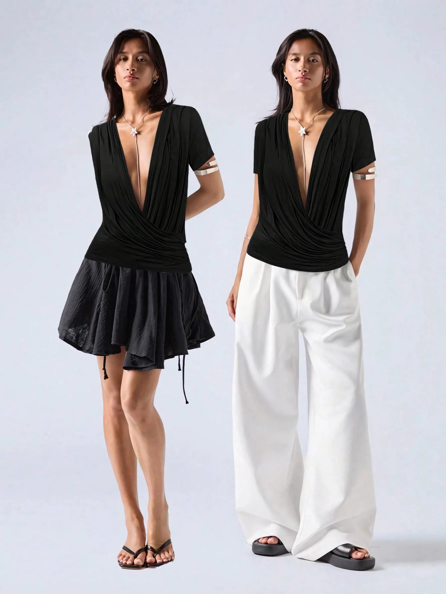 Seraphine Plunge Wrap Front Ladies Summer Top