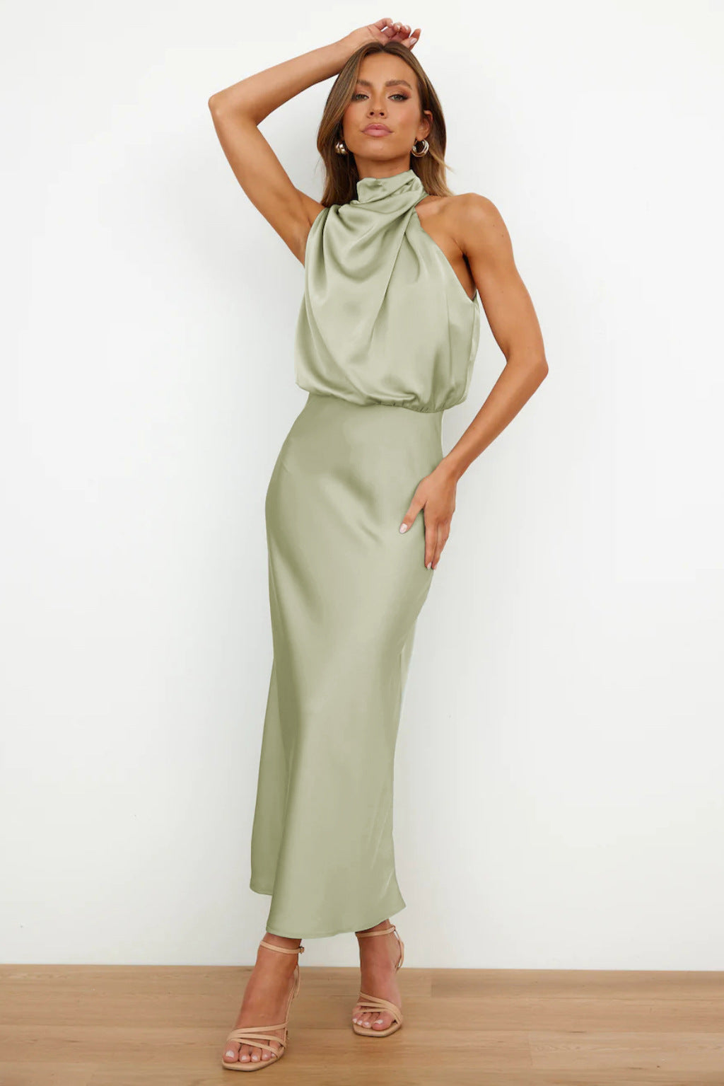 Naomi Satin Halter Maxi Dress