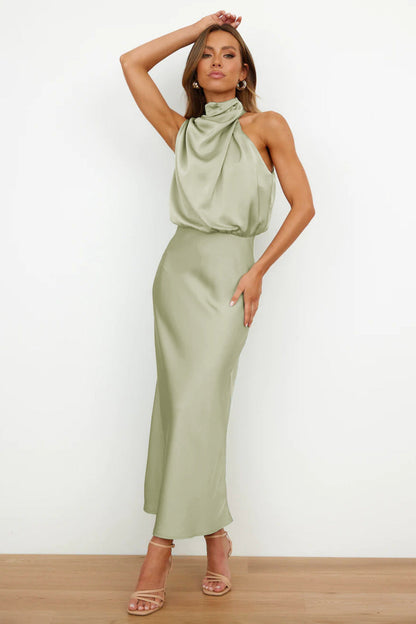 Naomi Satin Halter Maxi Dress