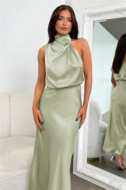 Naomi Satin Halter Maxi Dress