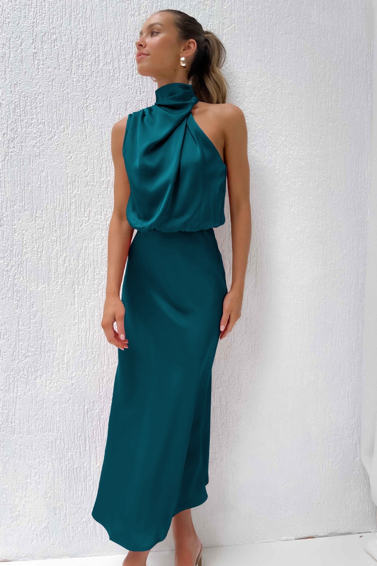Naomi Satin Halter Maxi Dress
