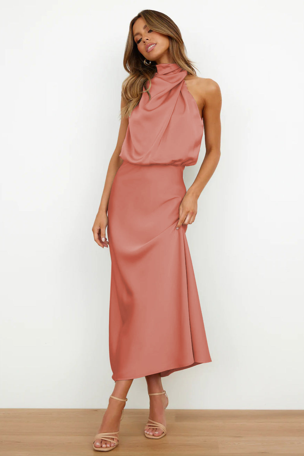 Naomi Satin Halter Maxi Dress