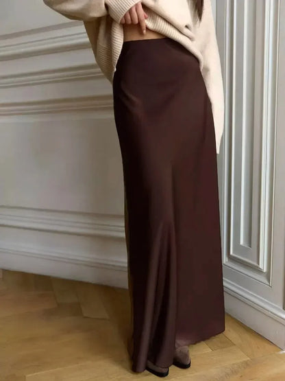 Danika Satin Fishtail High Waist Maxi Skirt
