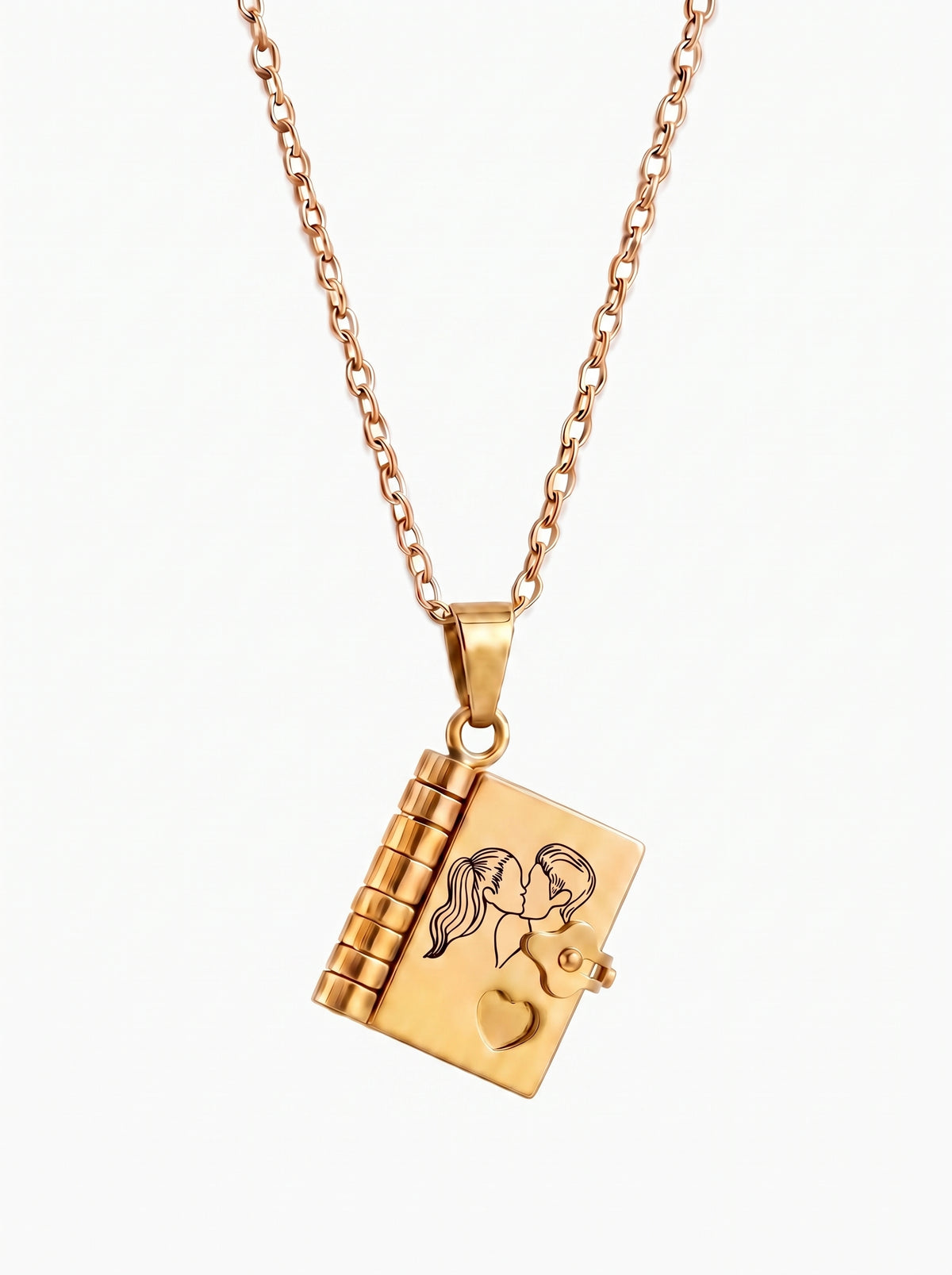 Emmanuelle Women's Engraved Book Necklace for Girlfriend