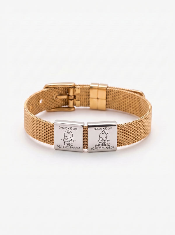 Gabriella Personalized Two Baby Birth Bracelet