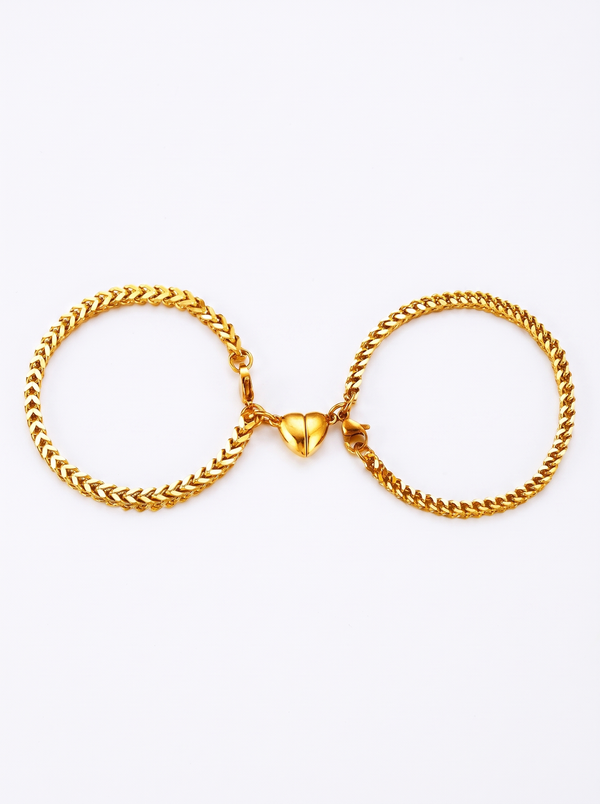 Antoinette Couples Matching Bracelets, Magnetic Heart Clasp