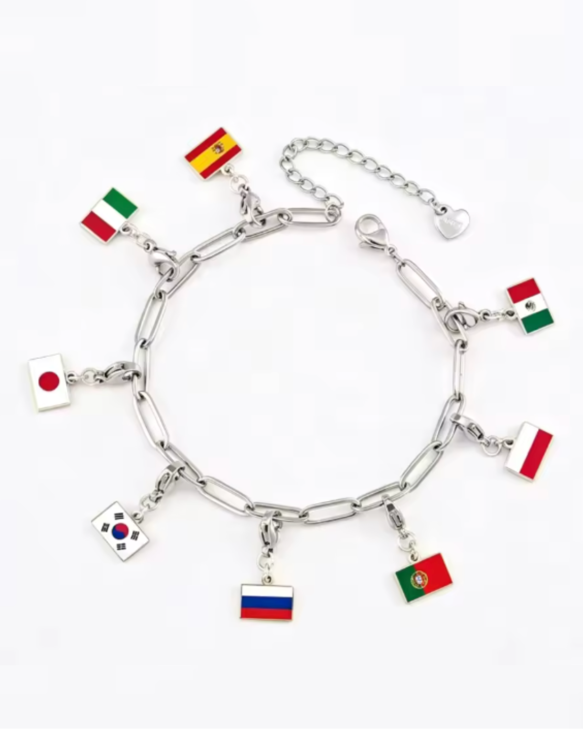 Elodie Women's Custom Charm Bracelet, Flag Travel Bracelet